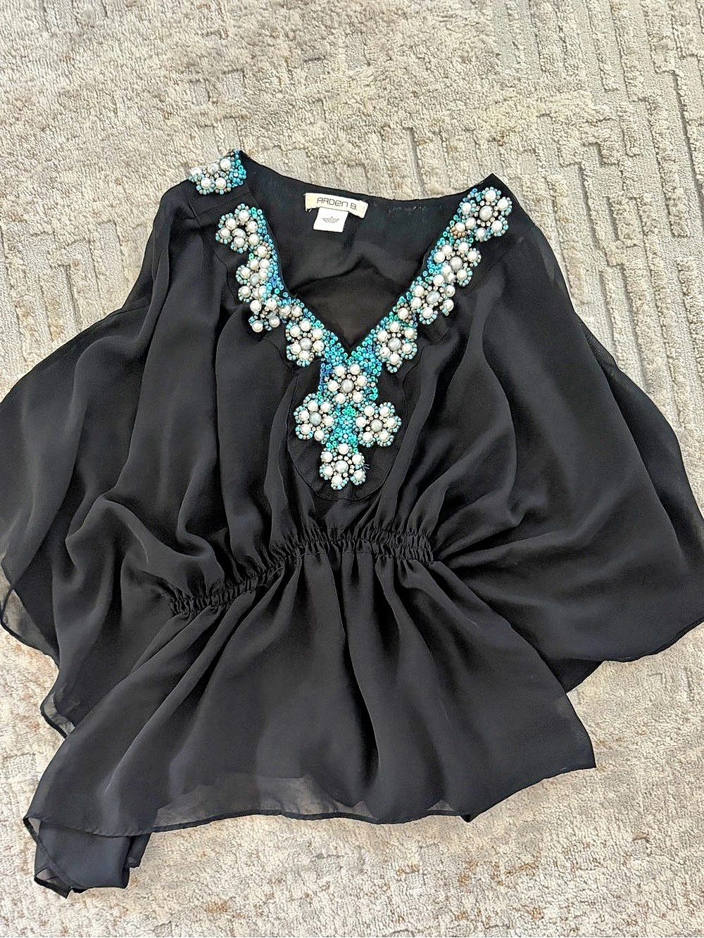 Arden B Black Embellished Blouse